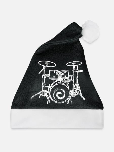 Drawn painted drum set - Weihnachtsmütze - Schwarz/Weiß