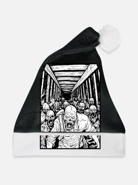 Der Tunnel der Horror-Zombie-Horde - Weihnachtsmütze - Schwarz/Weiß - Vorne