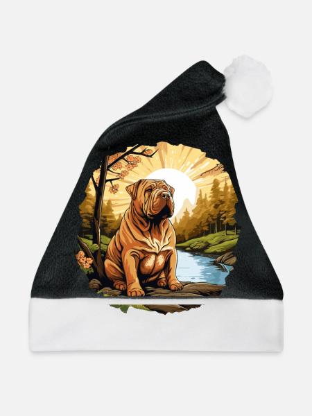 Shar Pei - Weihnachtsmütze - Schwarz/Weiß