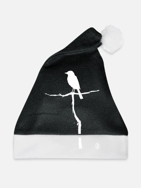 Vogel auf einem Ast - Weihnachtsmütze - Schwarz/Weiß - Vorne