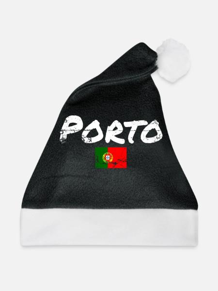 Porto Portugal Vintage Portugiesische Flagge - Weihnachtsmütze - Schwarz/Weiß