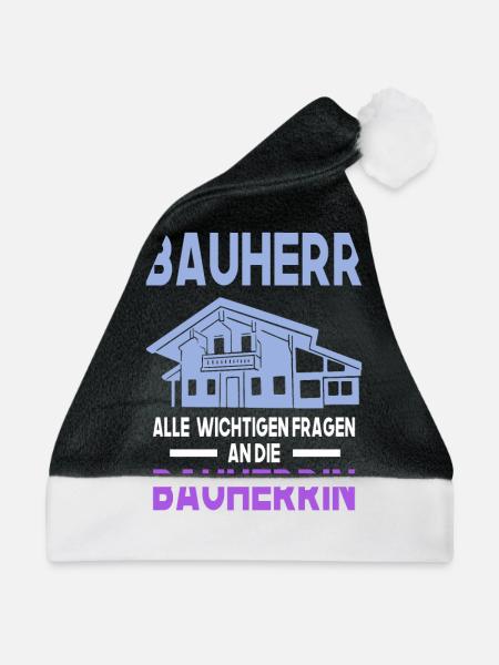 Bauherr Traumhaus Eigenheim - Weihnachtsmütze - Schwarz/Weiß - Vorne