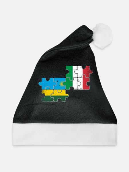 Ruanda Italien Vintage Flagge Italiener Ruandese - Weihnachtsmütze - Schwarz/Weiß - Vorne