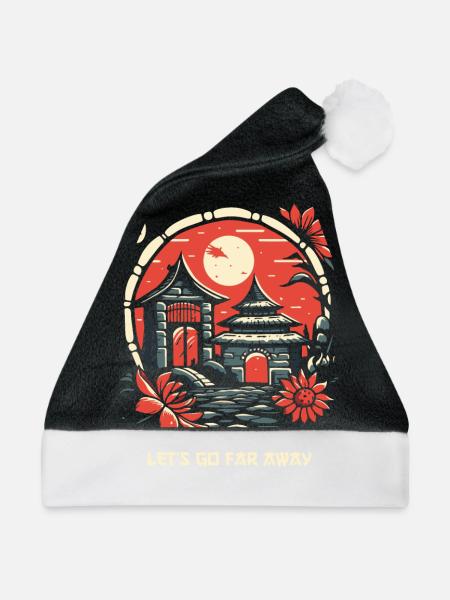 Japanische Fernweh-Phantasie Kultur - Weihnachtsmütze - Schwarz/Weiß - Vorne