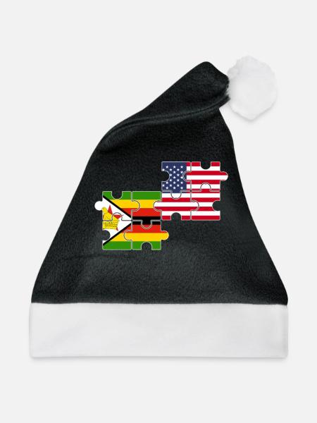 Zimbabwe USA Flagge Amerikaner Simbabwer - Weihnachtsmütze - Schwarz/Weiß - Vorne