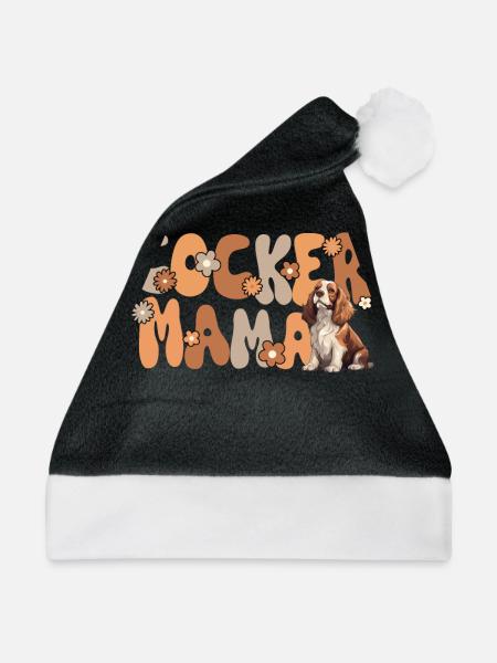 Cocker Spaniel Groovy Cocker Mama - Weihnachtsmütze - Schwarz/Weiß