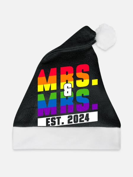 Gay Pride Lesbische Hochzeit 2027 Homo-Ehe - Weihnachtsmütze - Schwarz/Weiß - Vorne
