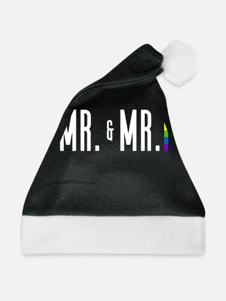 Gay Pride Hochzeit Homo-Ehe - Weihnachtsmütze - Schwarz/Weiß - Vorne