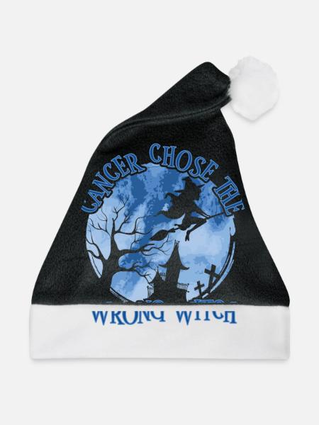 Krebs Hexe Dunkelblau Doppelpunkt - Weihnachtsmütze - Schwarz/Weiß - Vorne