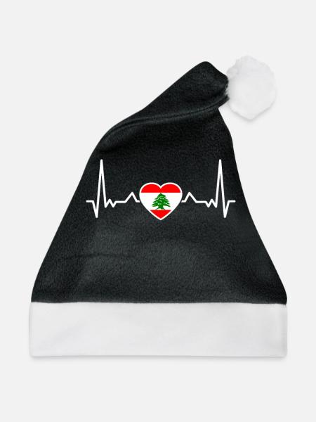 Libanon Herzschlag Libanesische Flagge Libanese - Weihnachtsmütze - Schwarz/Weiß - Vorne