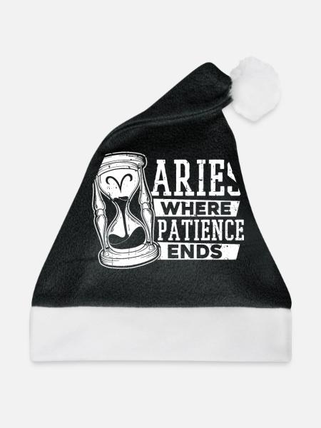Widder Astrologie - Weihnachtsmütze - Schwarz/Weiß - Vorne