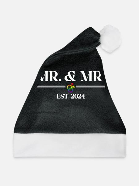 Gay Pride Hochzeit 2024 Homo-Ehe - Weihnachtsmütze - Schwarz/Weiß - Vorne