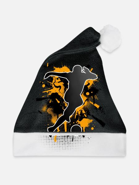 Fußball Fußballer - Weihnachtsmütze - Schwarz/Weiß - Vorne