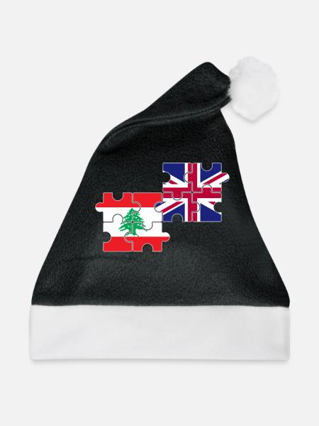 Libanon UK Flagge Britisch Libanesisch - Weihnachtsmütze - Schwarz/Weiß - Vorne