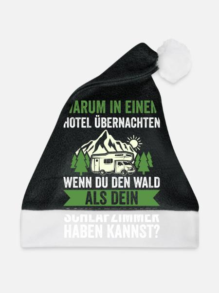 Camper Wohnwagen Wohnmobil Campen Camping - Weihnachtsmütze - Schwarz/Weiß - Vorne
