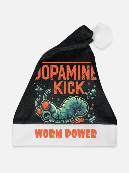 Dopamin Kick und Wurm Power - Weihnachtsmütze - Schwarz/Weiß - Vorne