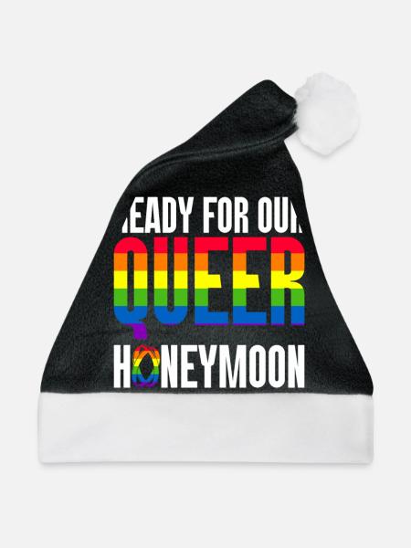 Gay Pride Hochzeit Homo-Ehe - Weihnachtsmütze - Schwarz/Weiß - Vorne