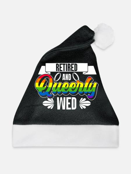 Gay Pride Hochzeit Homo-Ehe - Weihnachtsmütze - Schwarz/Weiß - Vorne