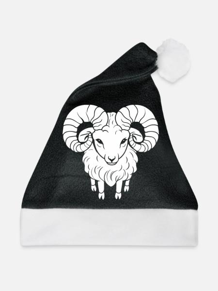 Widder Kawaii - Weihnachtsmütze - Schwarz/Weiß