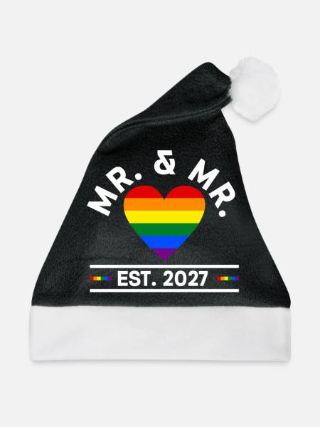 Gay Pride Hochzeit 2027 Homo-Ehe - Weihnachtsmütze - Schwarz/Weiß - Vorne