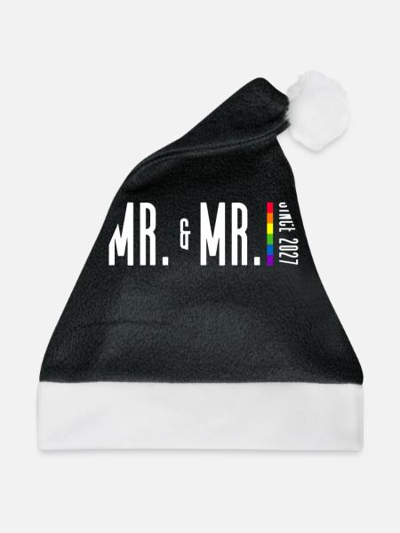 Gay Pride Hochzeit 2027 Homo-Ehe - Weihnachtsmütze - Schwarz/Weiß - Vorne