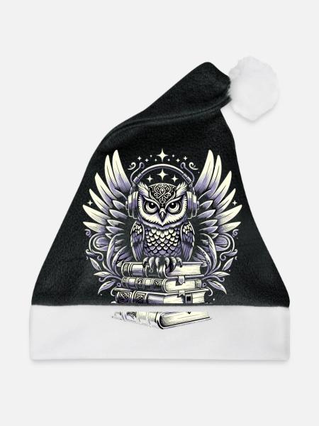 Geschenk Für Buchliebhaber Mit - Weihnachtsmütze - Schwarz/Weiß - Vorne