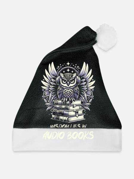 Geschenk Für Buchliebhaber Mit - Weihnachtsmütze - Schwarz/Weiß - Vorne