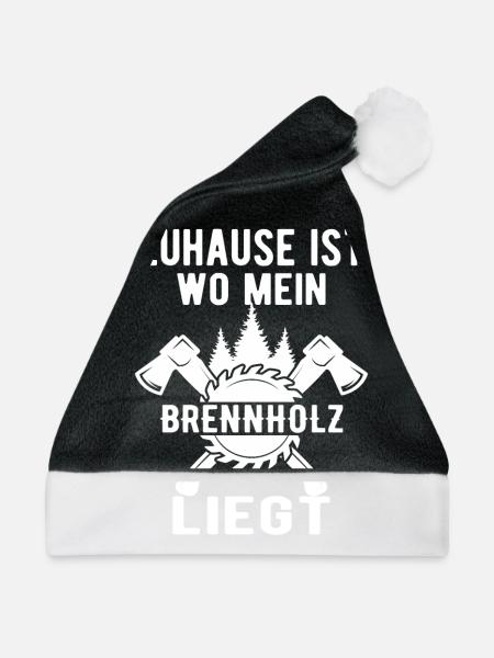 Zuhause ist wo mein Brennholz liegt - Weihnachtsmütze - Schwarz/Weiß - Vorne