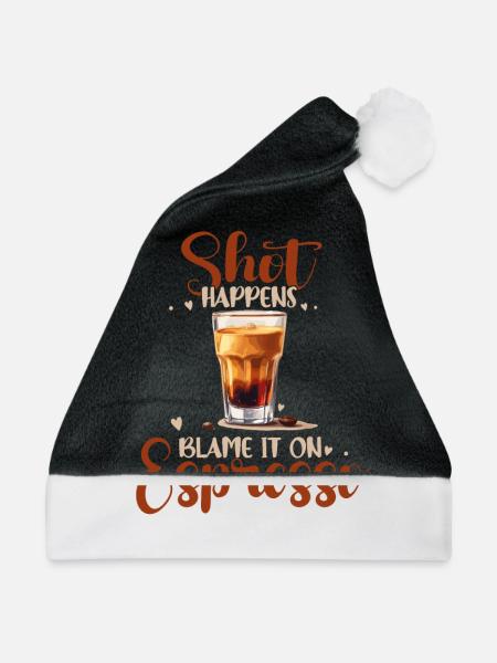 Shot Happens - Espresso Kaffee Liebhaber - Weihnachtsmütze - Schwarz/Weiß - Vorne