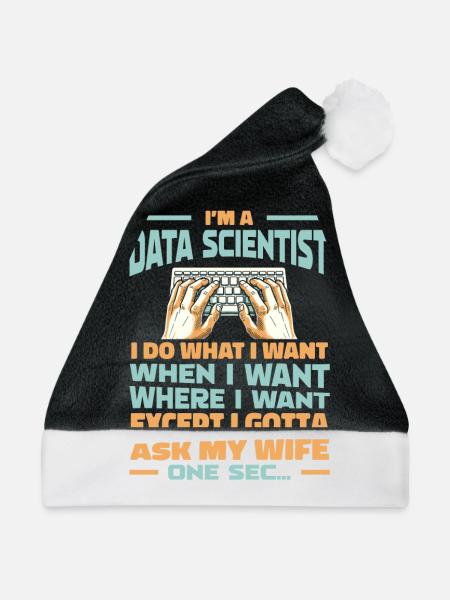 Data Science Data Analyst - Weihnachtsmütze - Schwarz/Weiß - Vorne