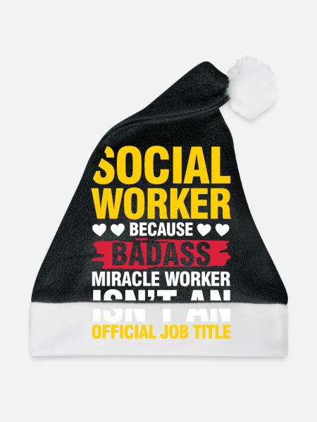Social Worker Miracle Worker für einen - Weihnachtsmütze - Schwarz/Weiß - Vorne