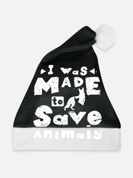 I was made to save animals - Weihnachtsmütze - Schwarz/Weiß - Vorne