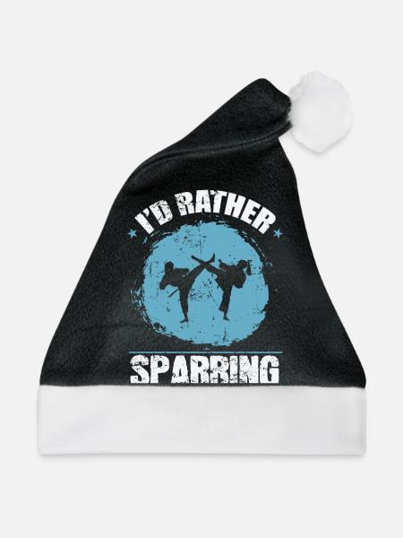 I' rather Sparring in Karate - Weihnachtsmütze - Schwarz/Weiß - Vorne
