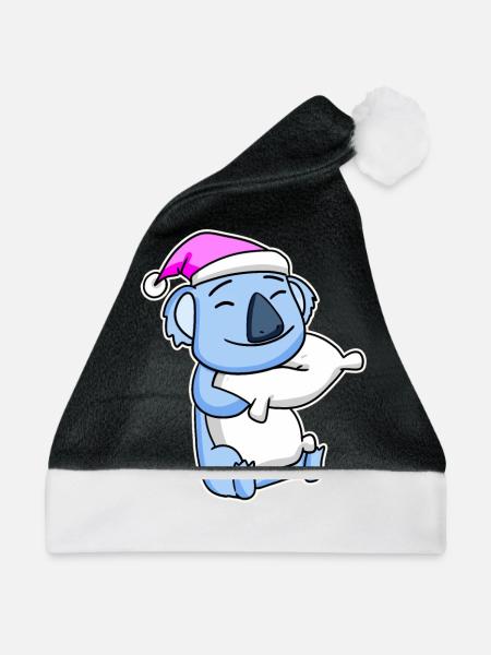 Koala Bär Müde Ausschlafen Schlafen Mädchen - Weihnachtsmütze - Schwarz/Weiß