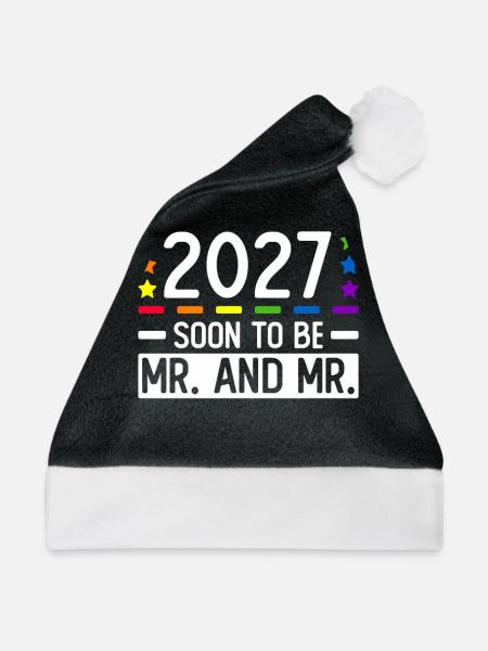 Gay Pride 2027 Hochzeit Homo-Ehe - Weihnachtsmütze - Schwarz/Weiß - Vorne
