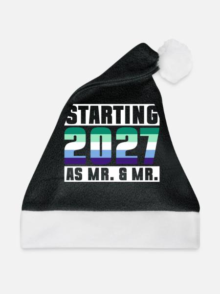 Gay Pride 2027 Hochzeit Homo-Ehe - Weihnachtsmütze - Schwarz/Weiß - Vorne