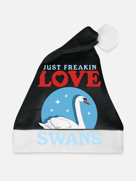 Schwan Schwäne Schwanenliebhaber Geschenk - Weihnachtsmütze - Schwarz/Weiß - Vorne