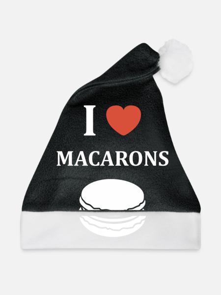 Ich liebe Makronen - Weihnachtsmütze - Schwarz/Weiß - Vorne