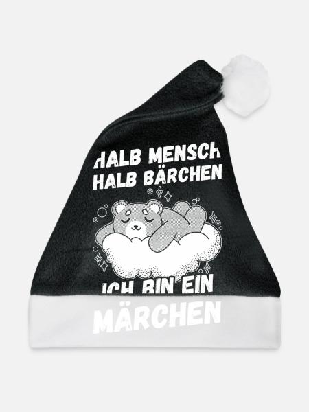 Halb Mensch Halb Bärchen - Weihnachtsmütze - Schwarz/Weiß