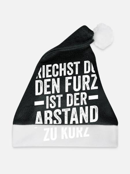 Riechst Du Den Furz Ist Der Abstand Zu Kurz - Weihnachtsmütze - Schwarz/Weiß - Vorne