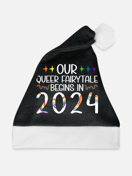 Queer Fairytale 2024 Hochzeit Homo-Ehe - Weihnachtsmütze - Schwarz/Weiß - Vorne