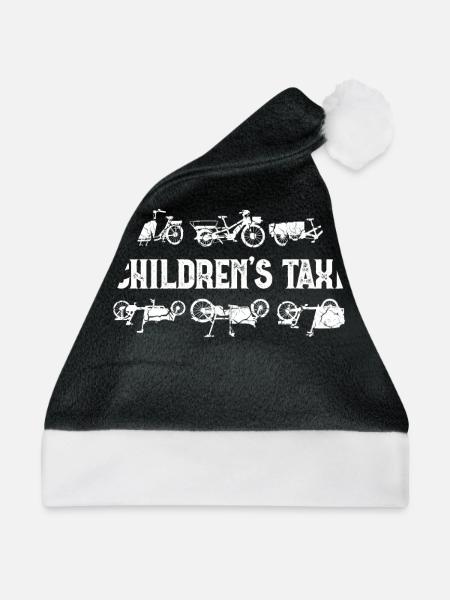 Cargo Kindertaxi Retro Cargo Fahrrad Cargobike - Weihnachtsmütze - Schwarz/Weiß - Vorne