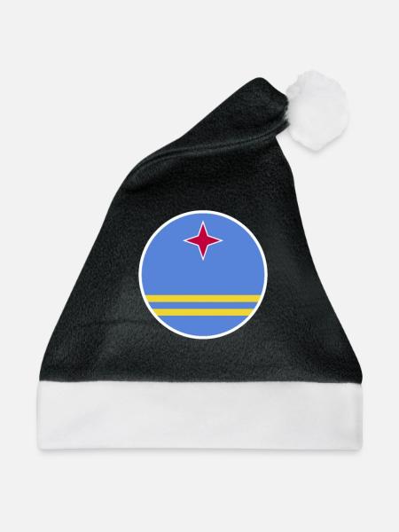 Aruba Arubanische Flagge Arubaner - Weihnachtsmütze - Schwarz/Weiß - Vorne