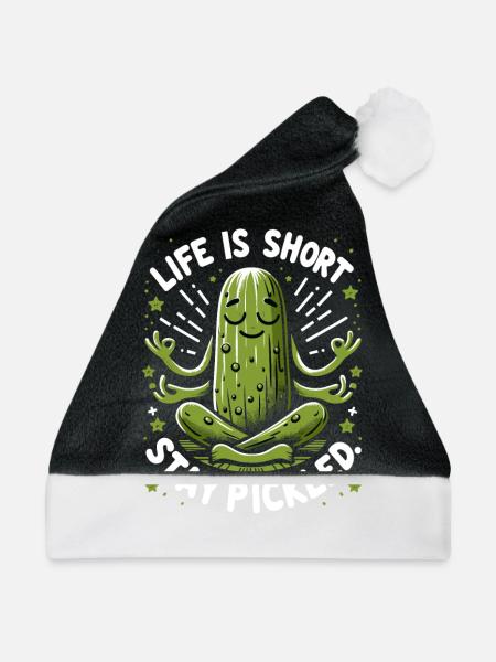 Pickle Lover Funny Pickle Dill Pickle Pickled - Weihnachtsmütze - Schwarz/Weiß - Vorne