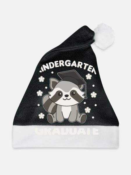 Kids Kindergarten graduate Waschbär Graduation - Weihnachtsmütze - Schwarz/Weiß - Vorne