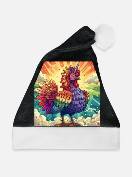 Einhorn Thanksgiving Kawaii - Weihnachtsmütze - Schwarz/Weiß - Vorne
