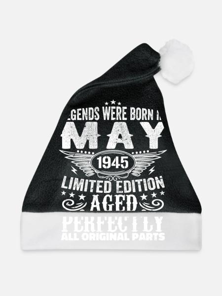 Mai 1945 Geburtstagsgeschenk Mai 1945 Mai - Weihnachtsmütze - Schwarz/Weiß - Vorne