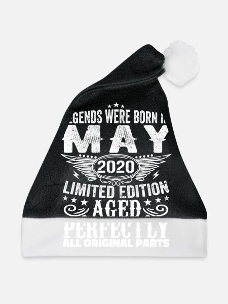 Mai 2020 Geburtstagsgeschenk Mai 2020 Mai - Weihnachtsmütze - Schwarz/Weiß - Vorne
