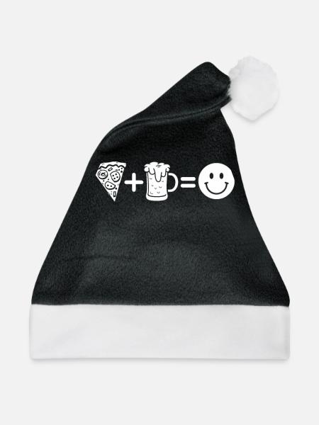 Pizza - Weihnachtsmütze - Schwarz/Weiß