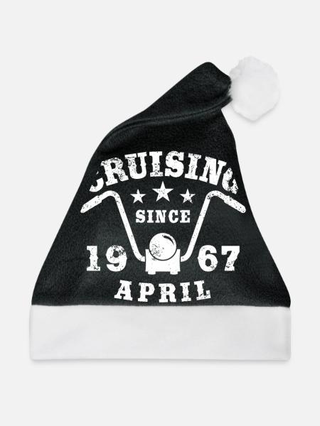 Cruising Biker Geburtstag April 1967 Motorrad - Weihnachtsmütze - Schwarz/Weiß - Vorne